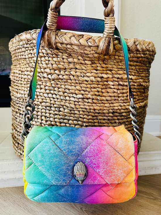 Kurt Geiger Handbags - Kurt Geiger Kensington Rainbow Quilted Shoulder Bag Metallic Jeweled Bird Clasp